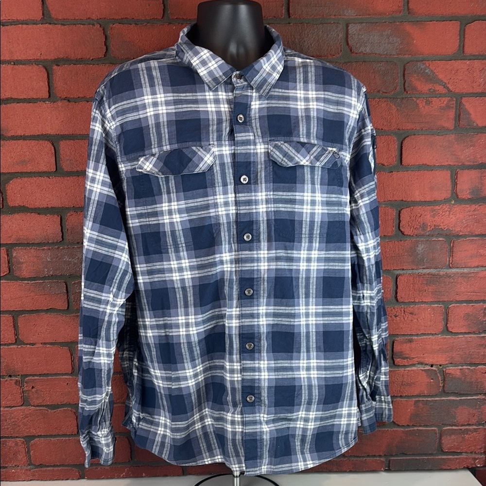 Wrangler Shirt ATG Mens XXL Blue Plaid